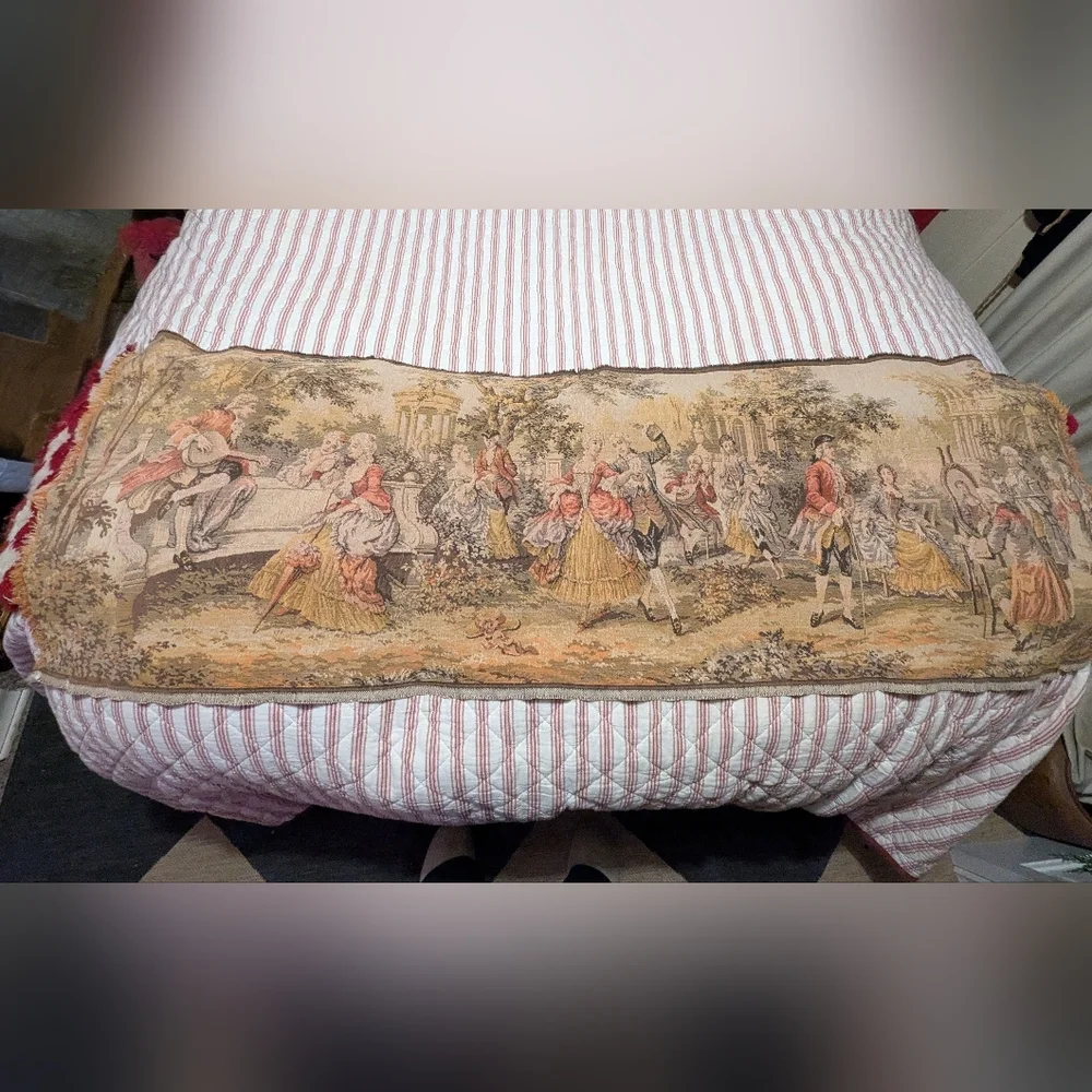 Vintage French tapestry style wall hanging 53” x 17” Victorian style